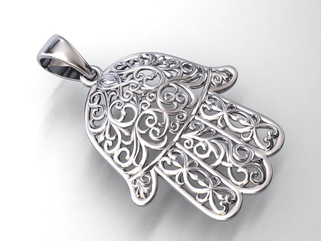 Hamsa Pendant 3D print model_3