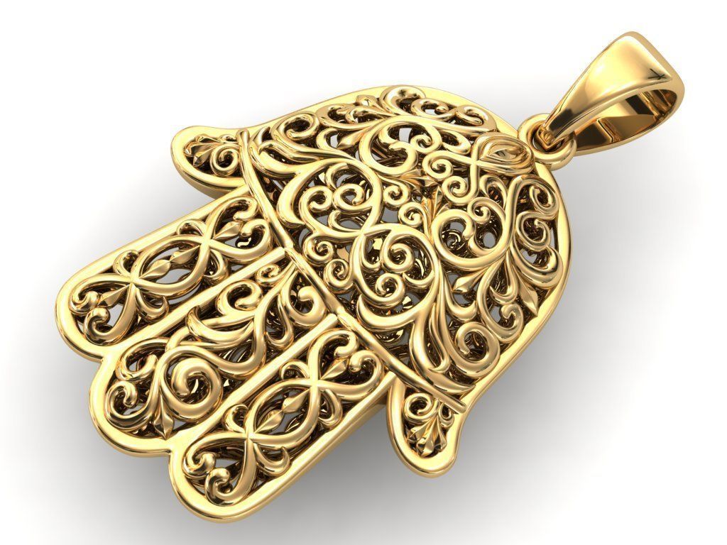 Hamsa Pendant 3D print model_2