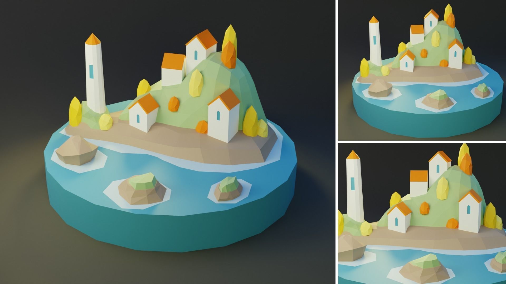 3D model Low Poly Worlds Islands Exteriors Pack 5 VR / AR / low-poly ...