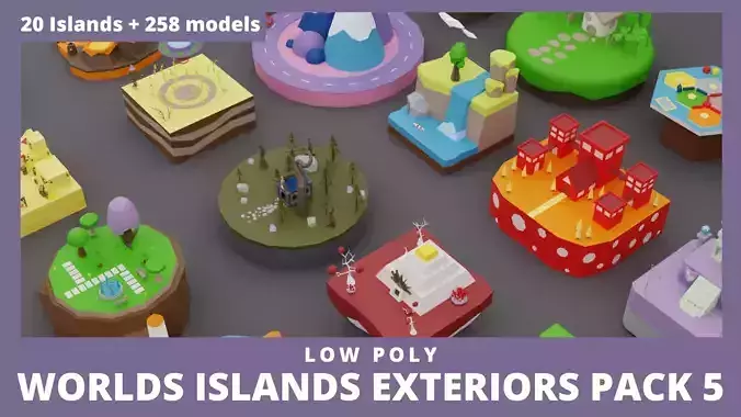 Low Poly Worlds Islands Exteriors Pack 5 Low-poly 3D model