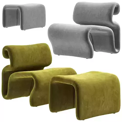 Artilleriet - Etcetera Fabric Easy Chair and Foot
