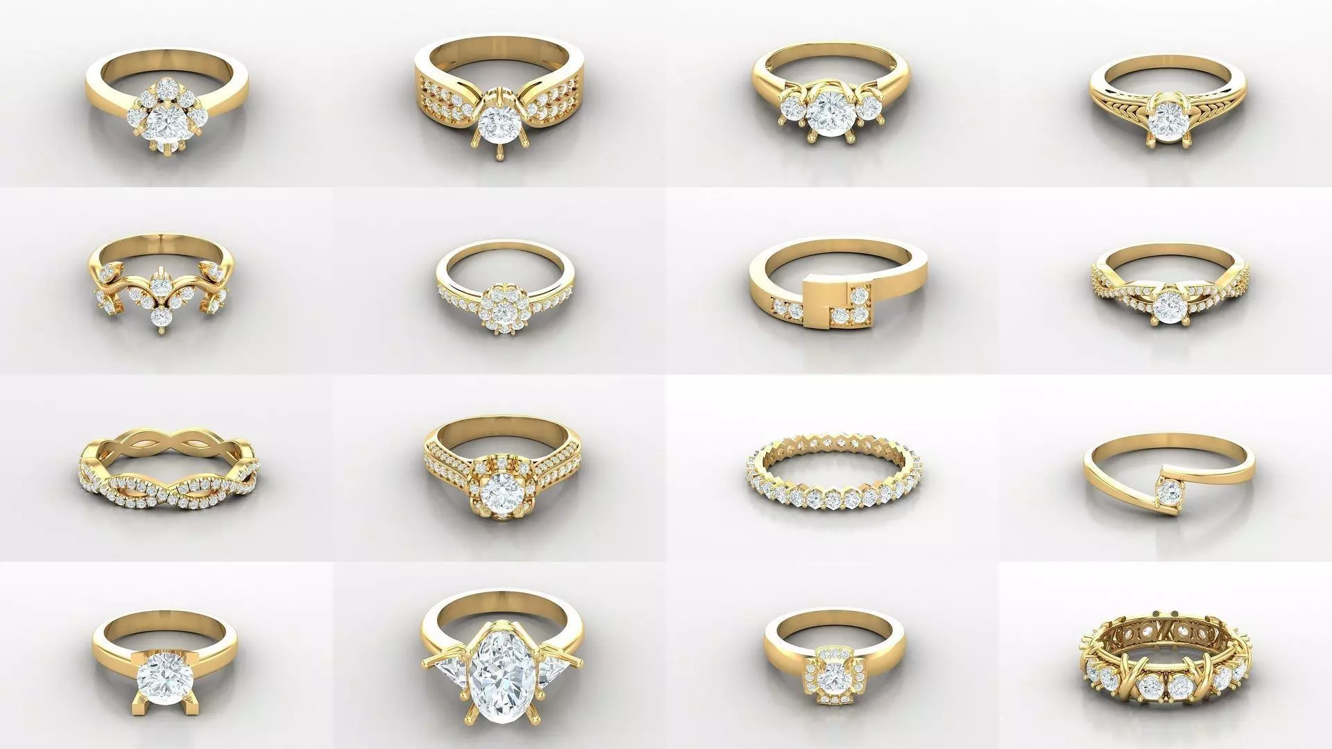 Bulk Sell 100 Solitaire Women Ring Version 2 3D Model Collection_0
