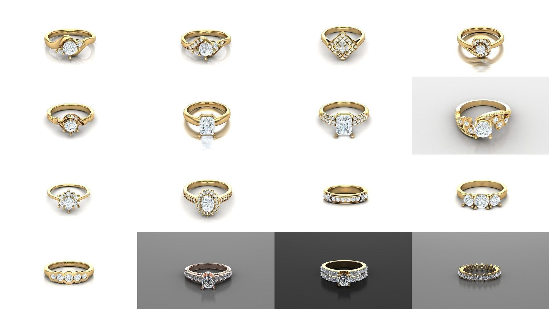 Bulk Sell 100 Solitaire Women Ring Version 2 3D Model Collection_9