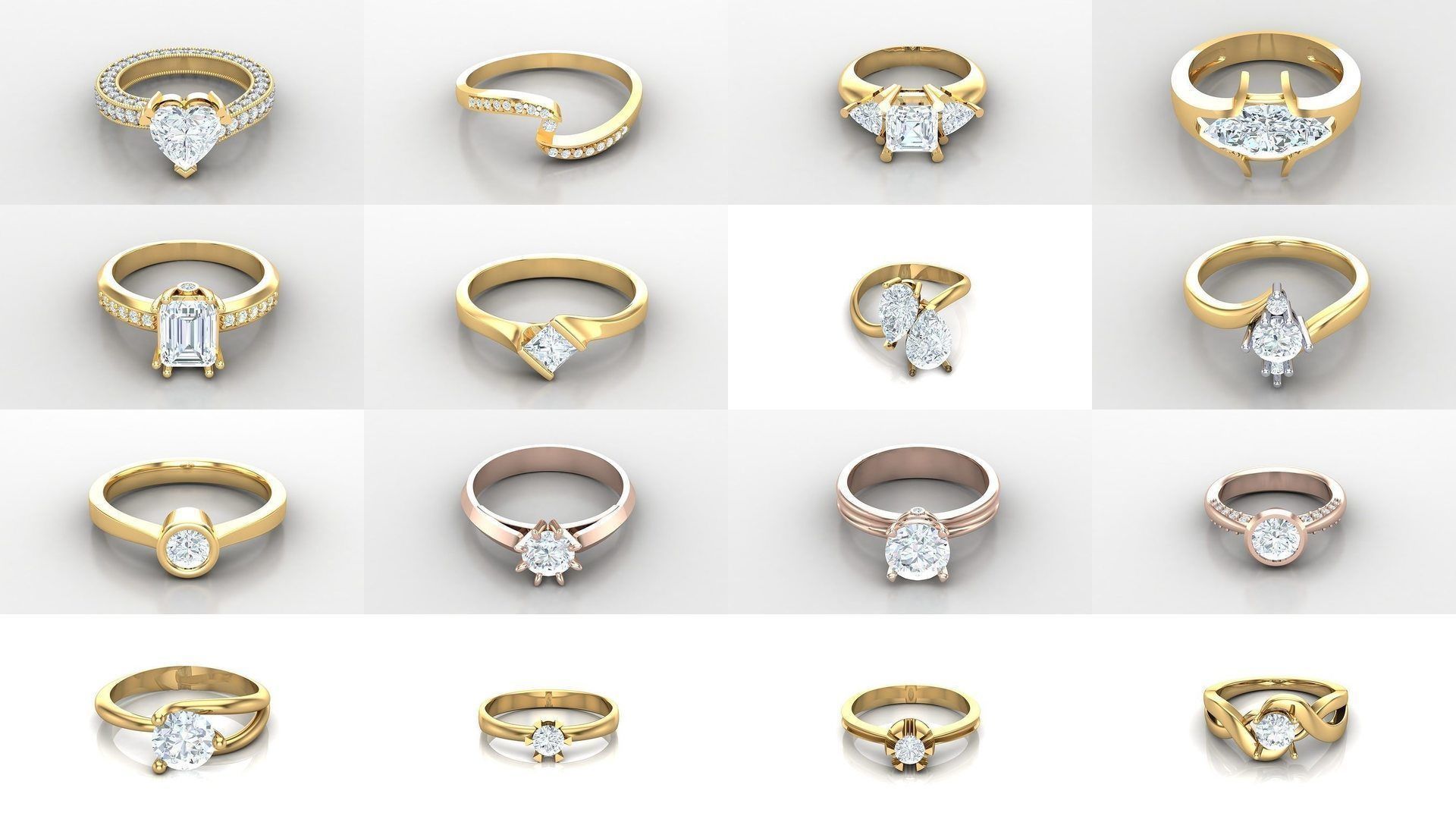 Bulk Sell 100 Solitaire Women Ring Version 2 3D Model Collection_5