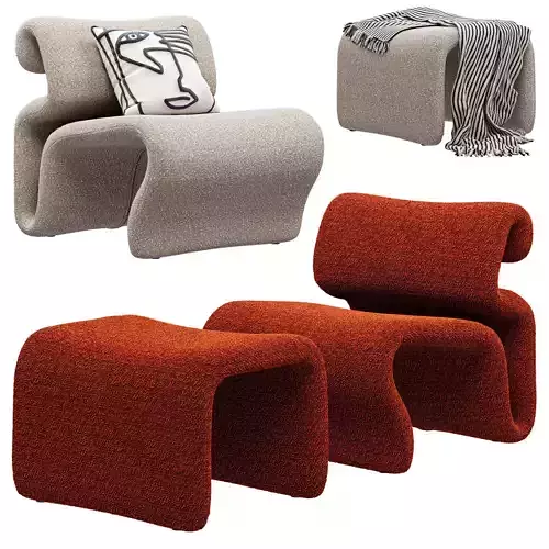 Artilleriet - Etcetera Boucle Easy Chair and Footstool