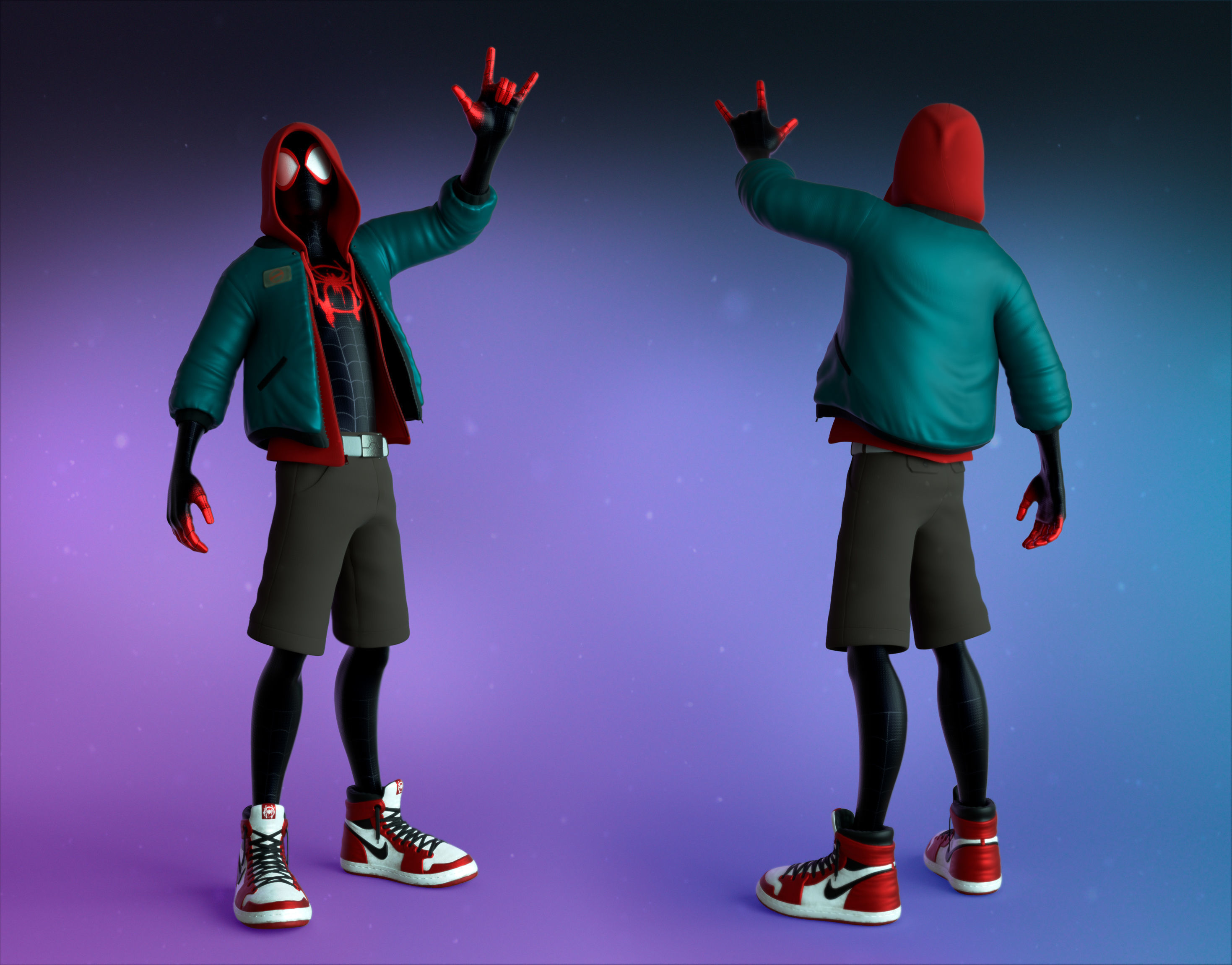 Miles Morales - Spider-Man Across the Spider-Verse Maya rig 3D model_3