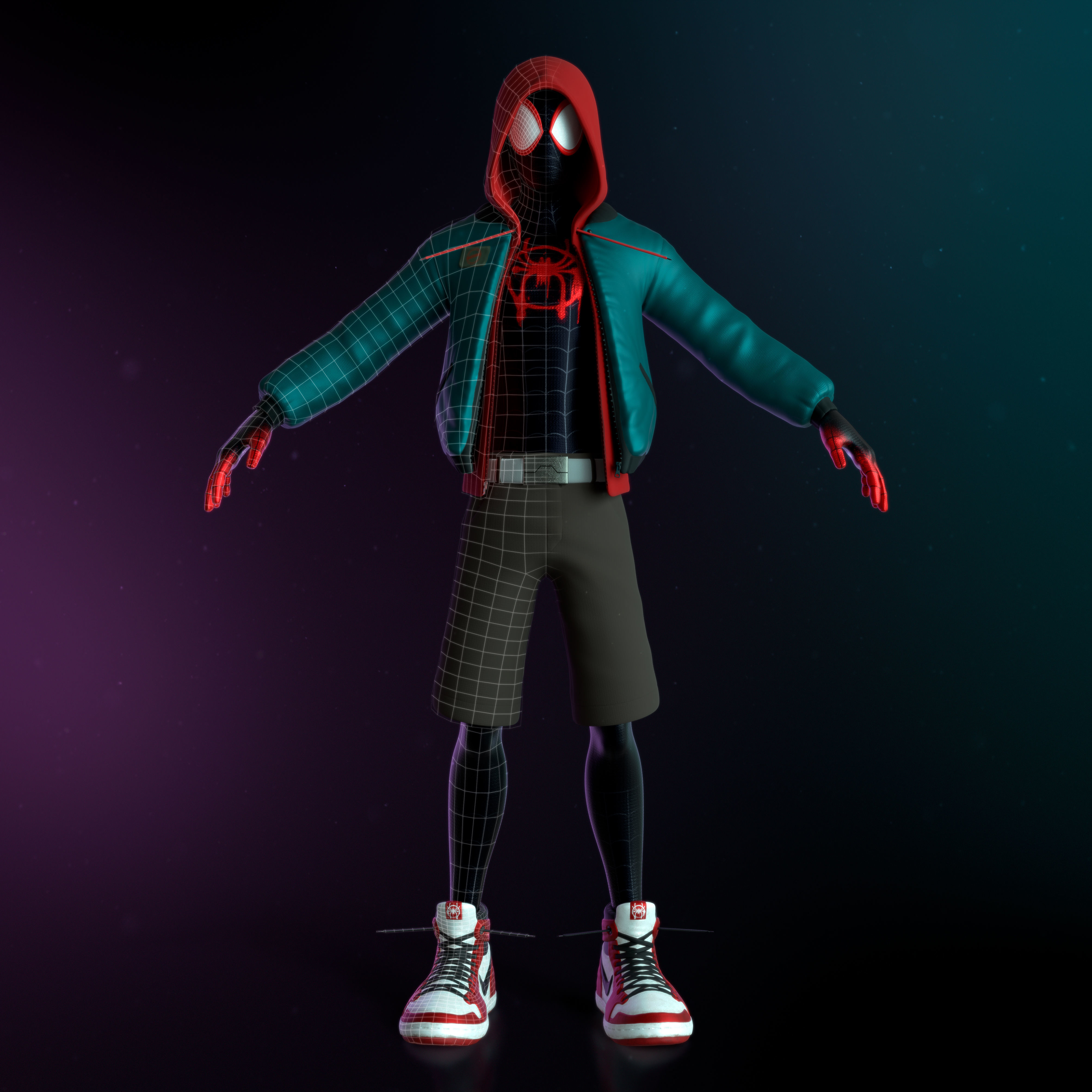 Miles Morales - Spider-Man Across the Spider-Verse Maya rig 3D model_7