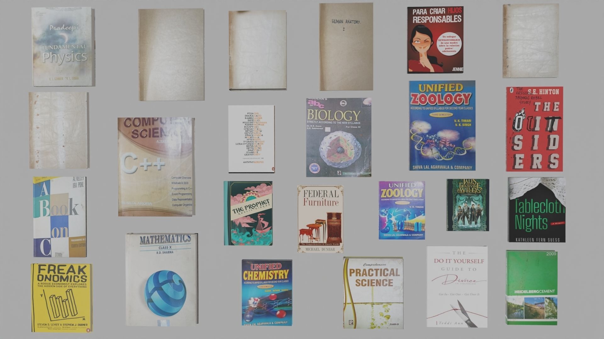 Bookset  24 books Low-poly 3D model_7