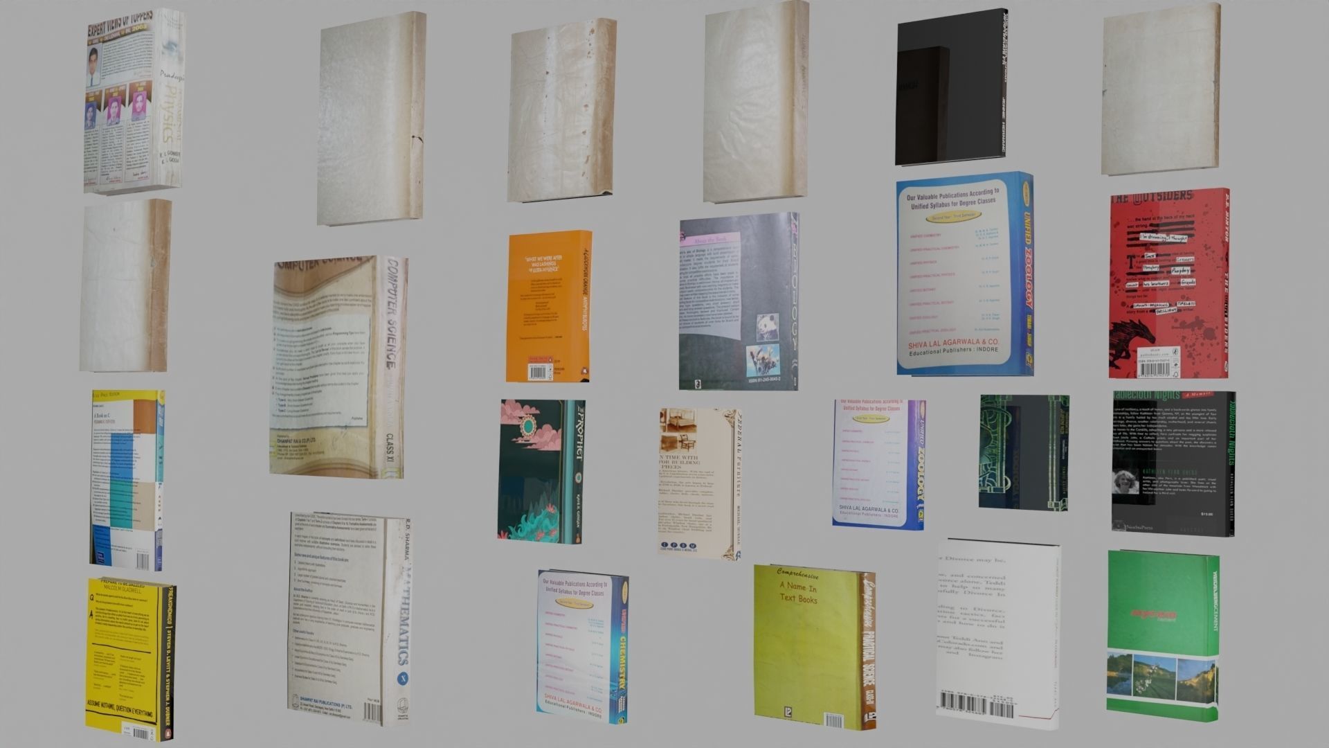 Bookset  24 books Low-poly 3D model_8