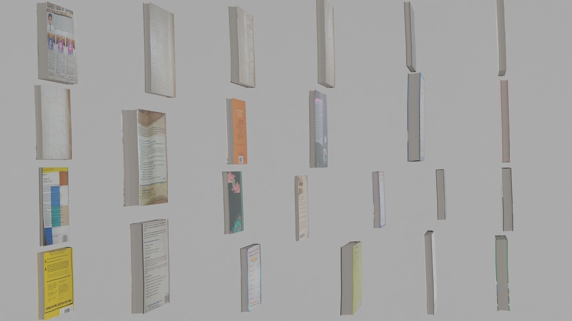 Bookset  24 books Low-poly 3D model_10