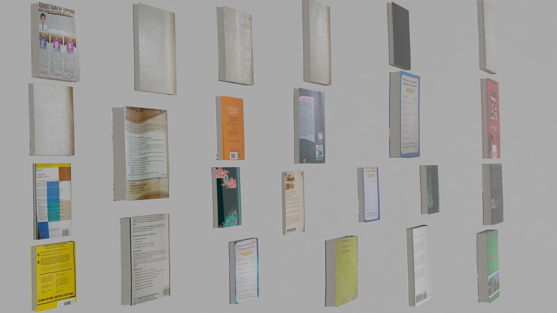 Bookset  24 books Low-poly 3D model_11