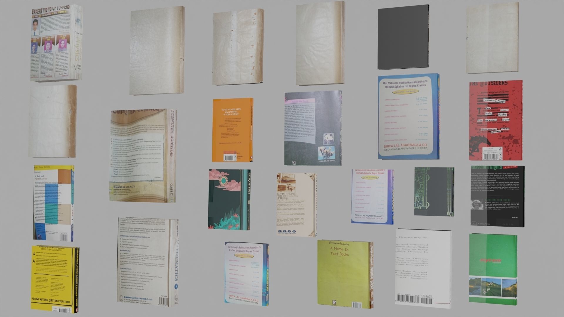 Bookset  24 books Low-poly 3D model_6