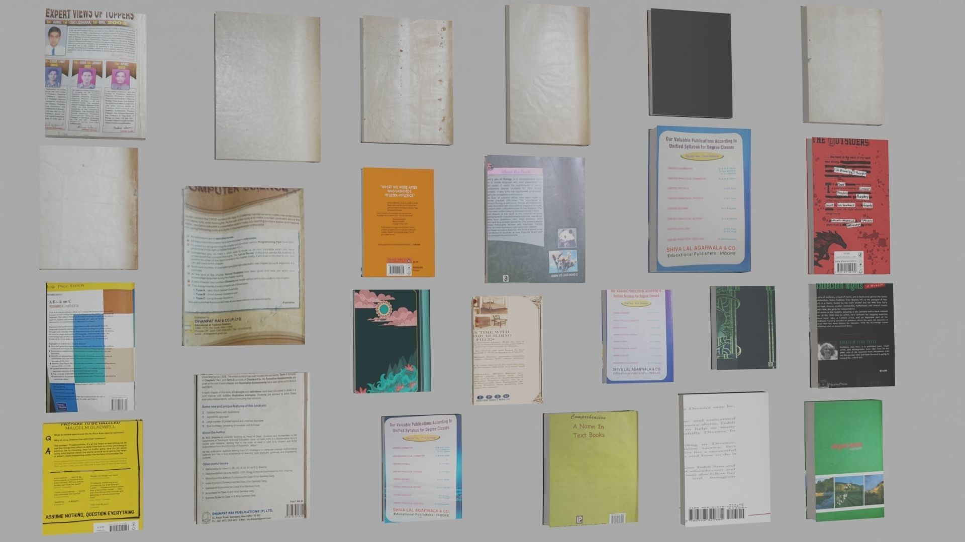 Bookset  24 books Low-poly 3D model_1