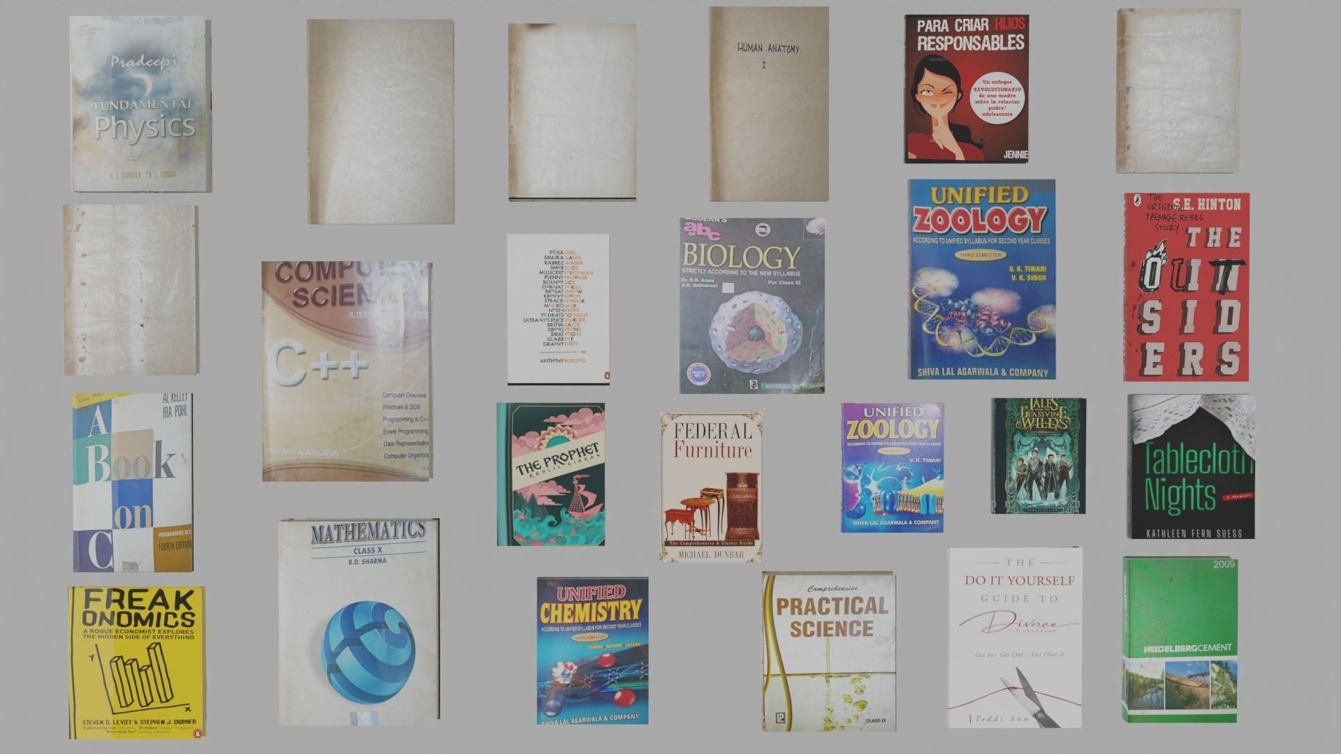 Bookset  24 books Low-poly 3D model_2