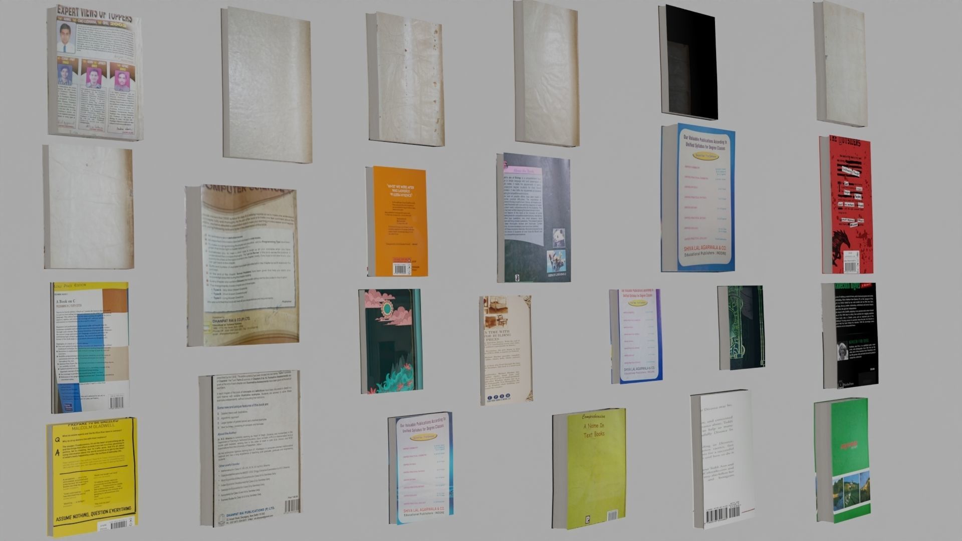 Bookset  24 books Low-poly 3D model_12