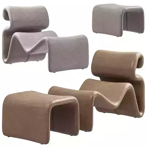 Artilleriet - Etcetera Leather Lounge Chair and Footstool