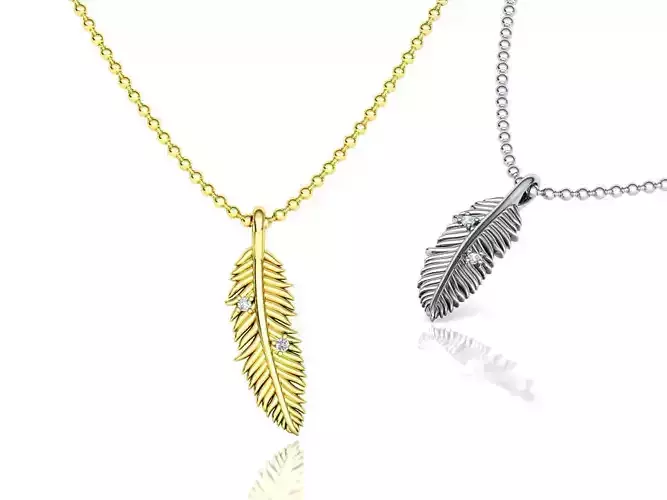 Mini Feather Diamond Pendant 20mm Length 3dmodel 3D print model