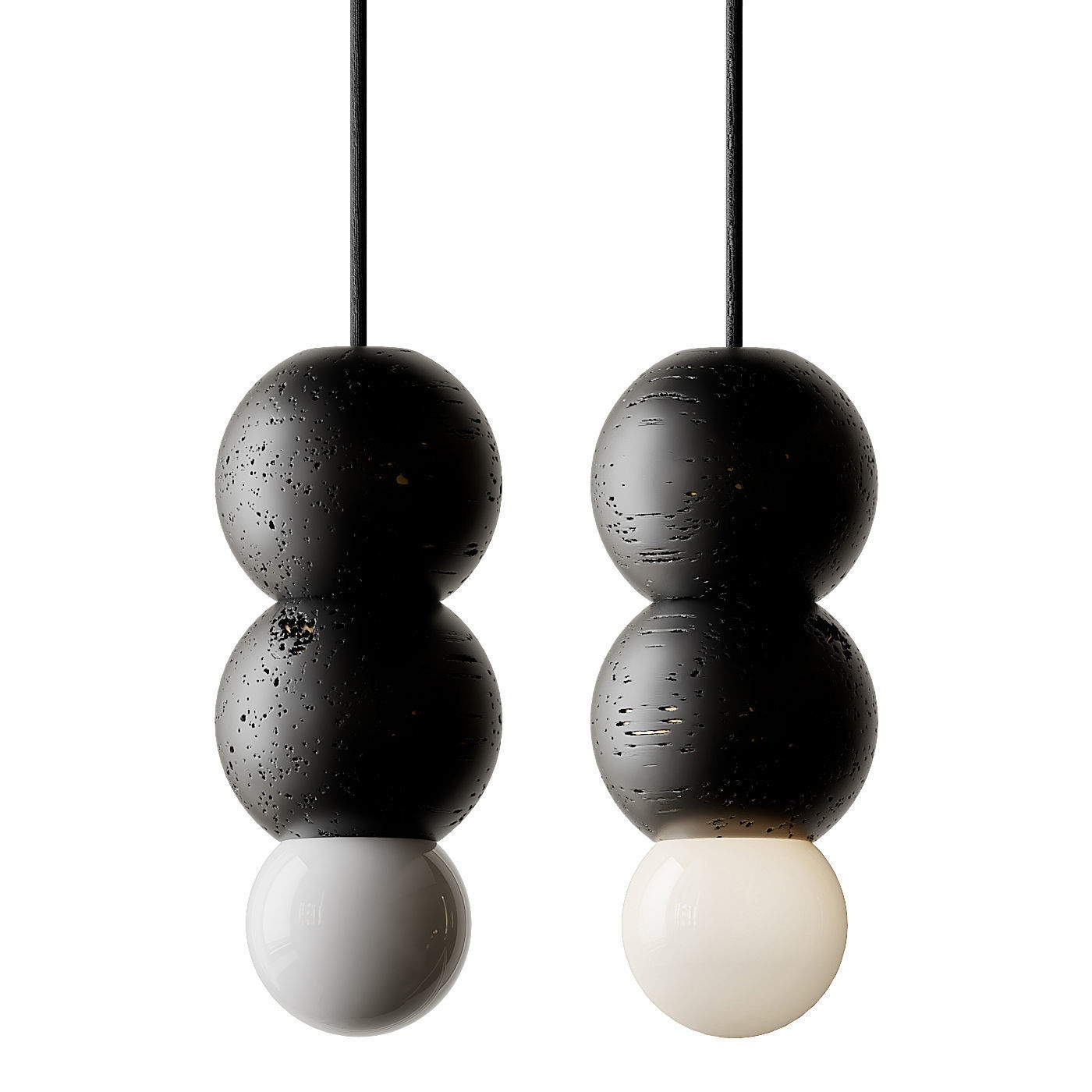 Lava Stone and Aluminum Pendant Light Ooops by Buzao 3D model_2
