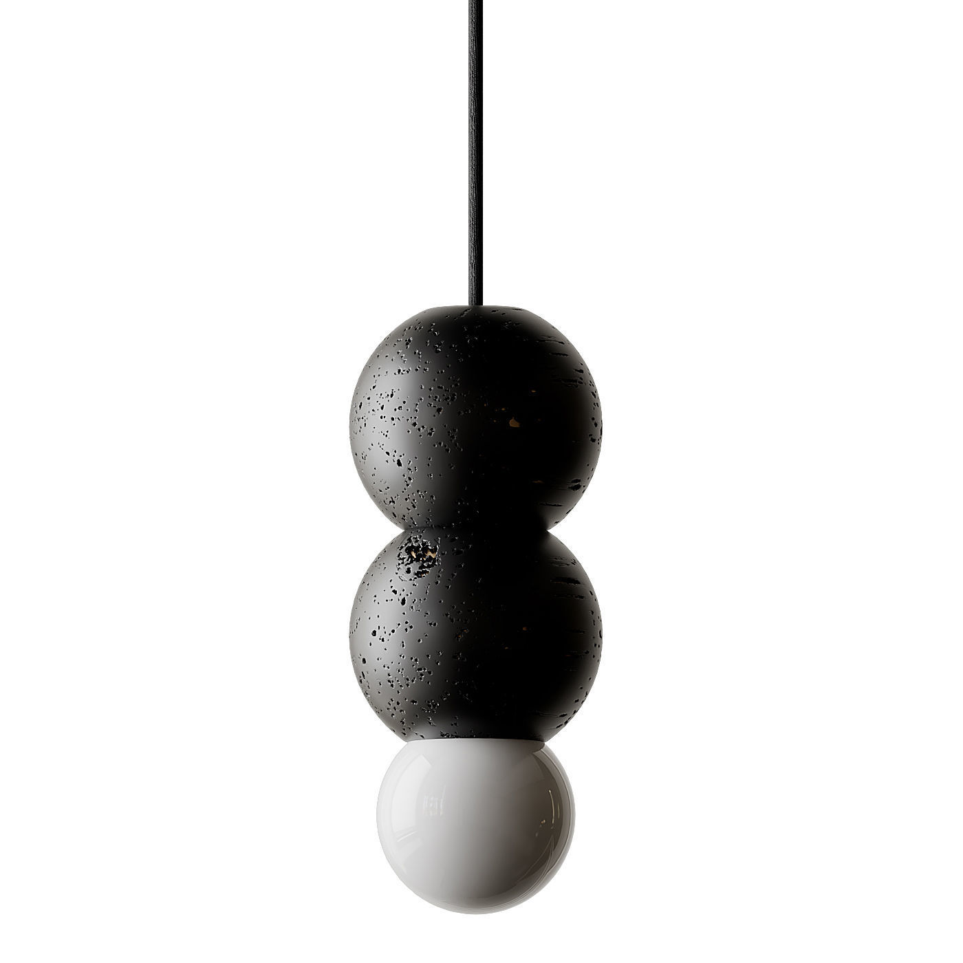 Lava Stone and Aluminum Pendant Light Ooops by Buzao 3D model_3