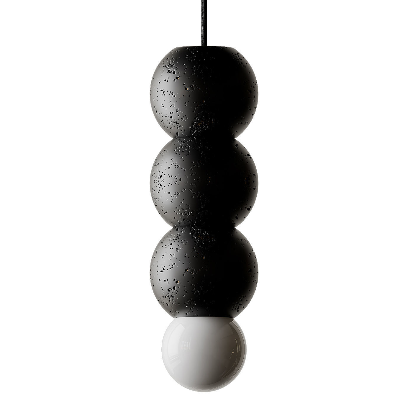Lava Stone and Aluminum Pendant Light Ooops by Buzao 3D model_1