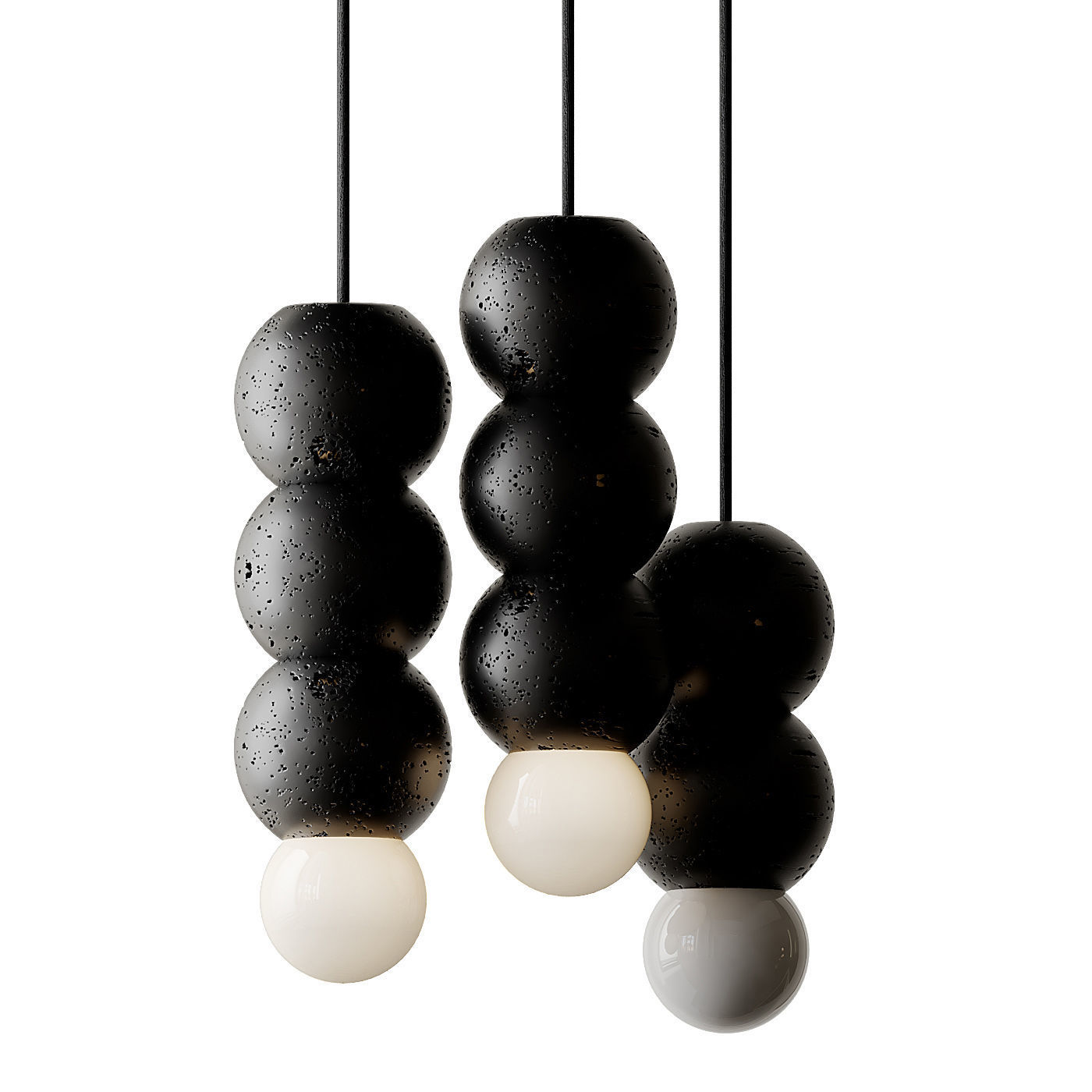 Lava Stone and Aluminum Pendant Light Ooops by Buzao 3D model_4
