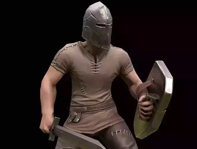  Stylized Medieval Warrior Low-poly 3D model