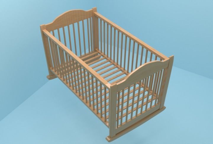 Crib Low-Poly Low-poly 3D model_2