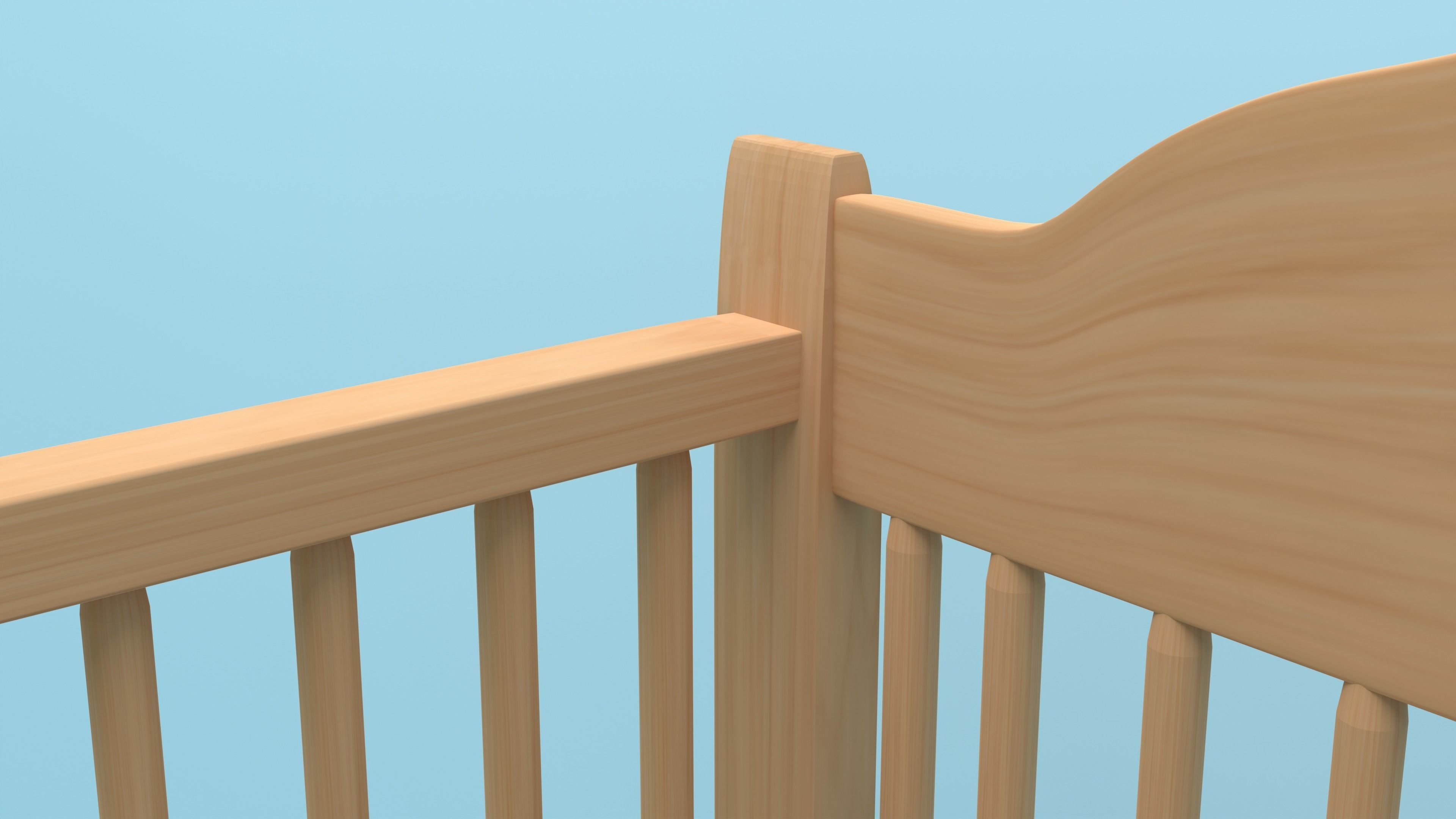 Crib Low-Poly Low-poly 3D model_4