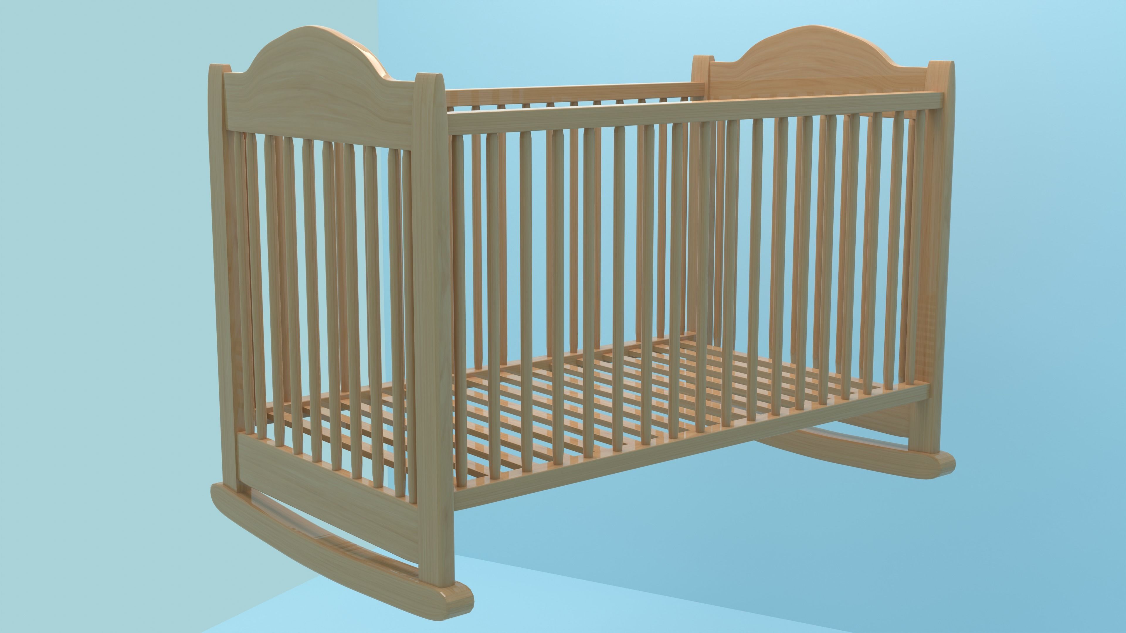 Crib Low-Poly Low-poly 3D model_1