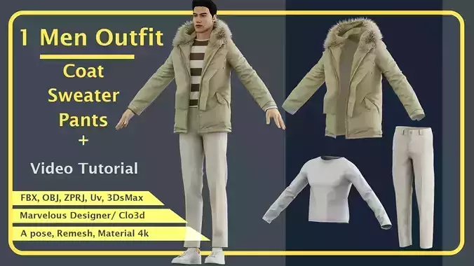 Men Outfit with Marvelous Designer PLUS Video tutorial
