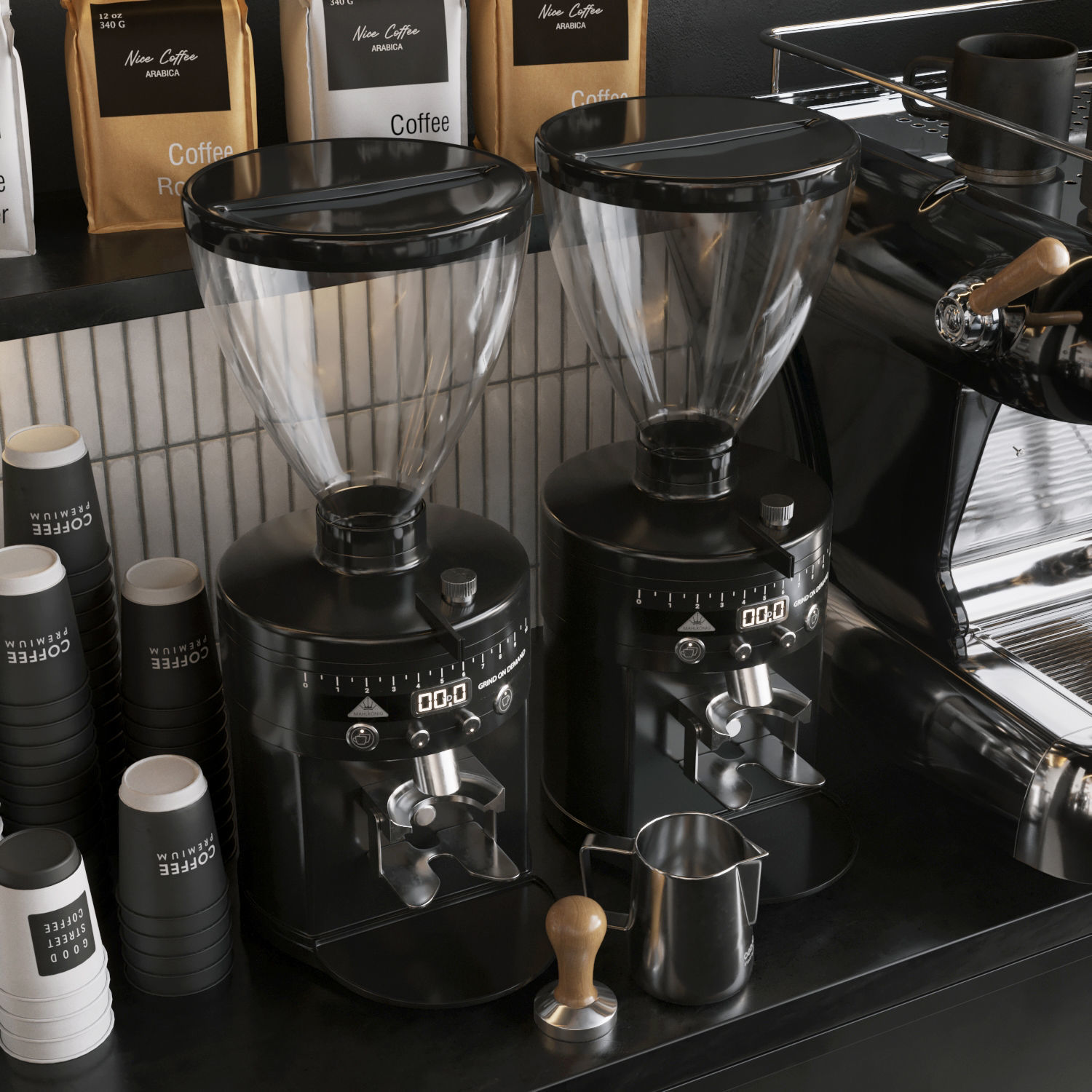 Coffee Shop3 Black 3D model_4