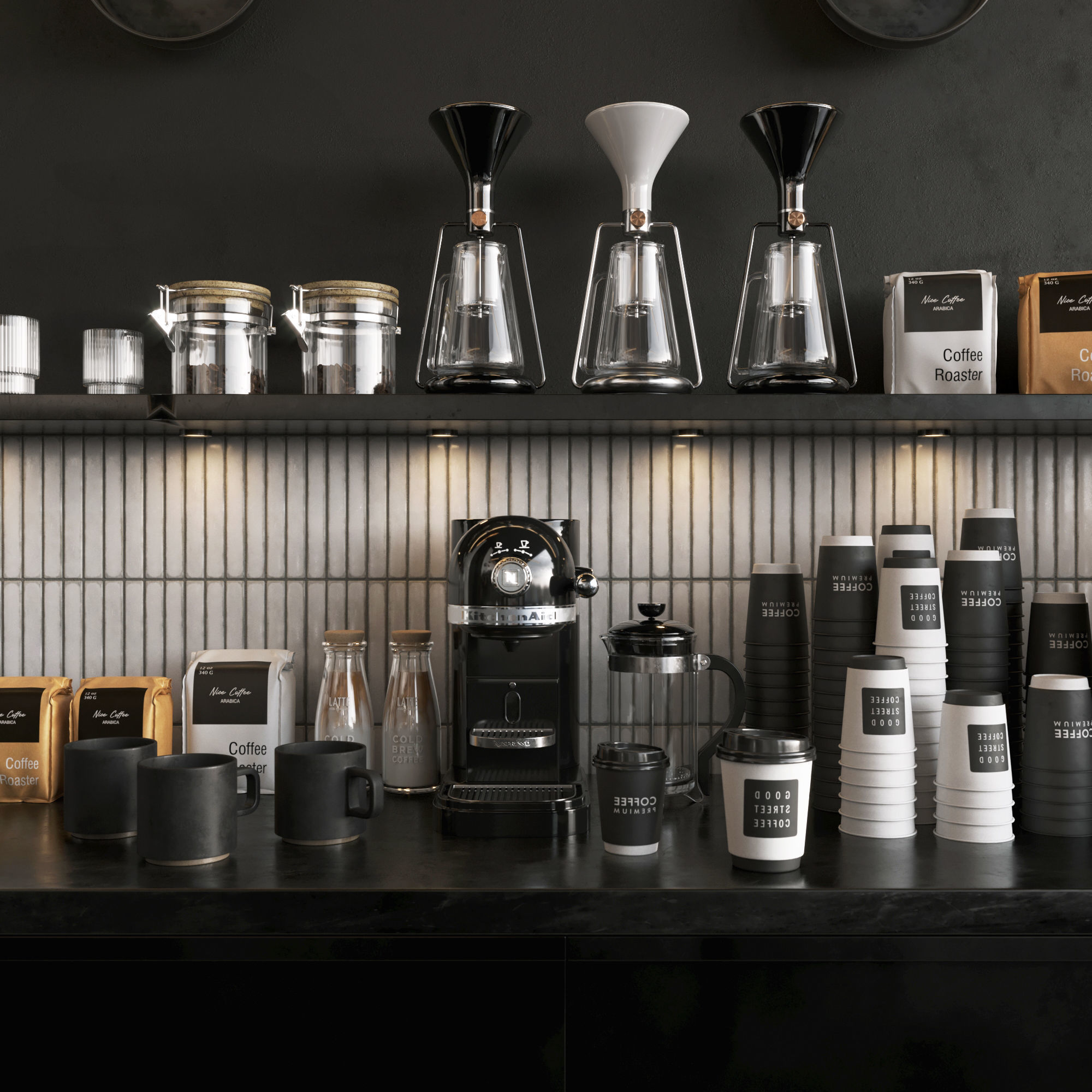 Coffee Shop3 Black 3D model_5