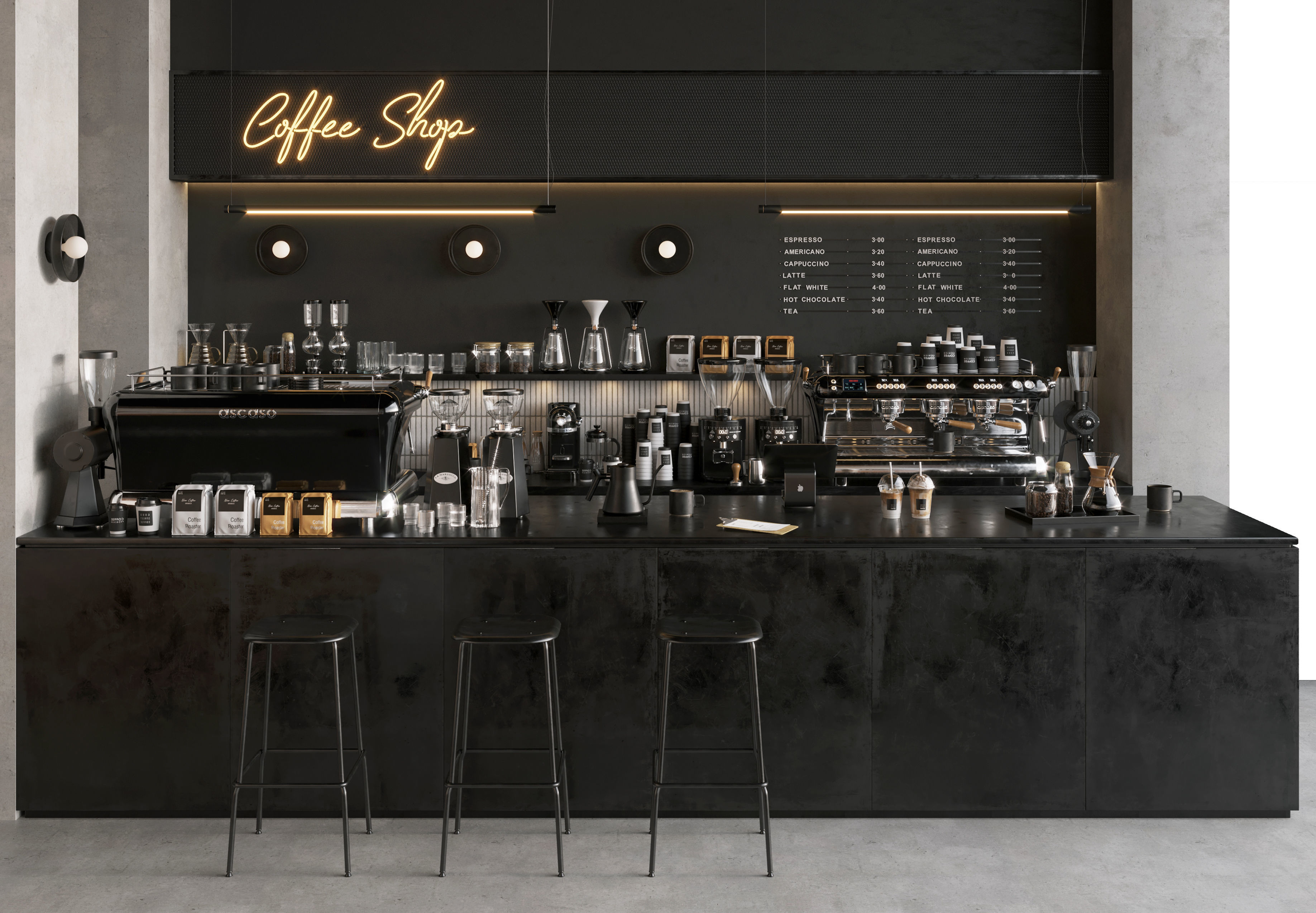 Coffee Shop3 Black 3D model_1
