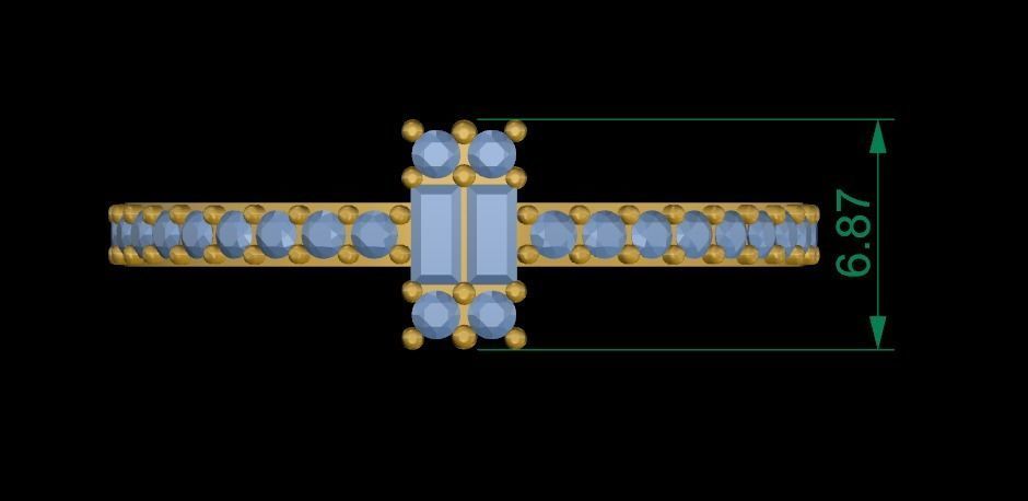 Baguet Ring 3D print model_9