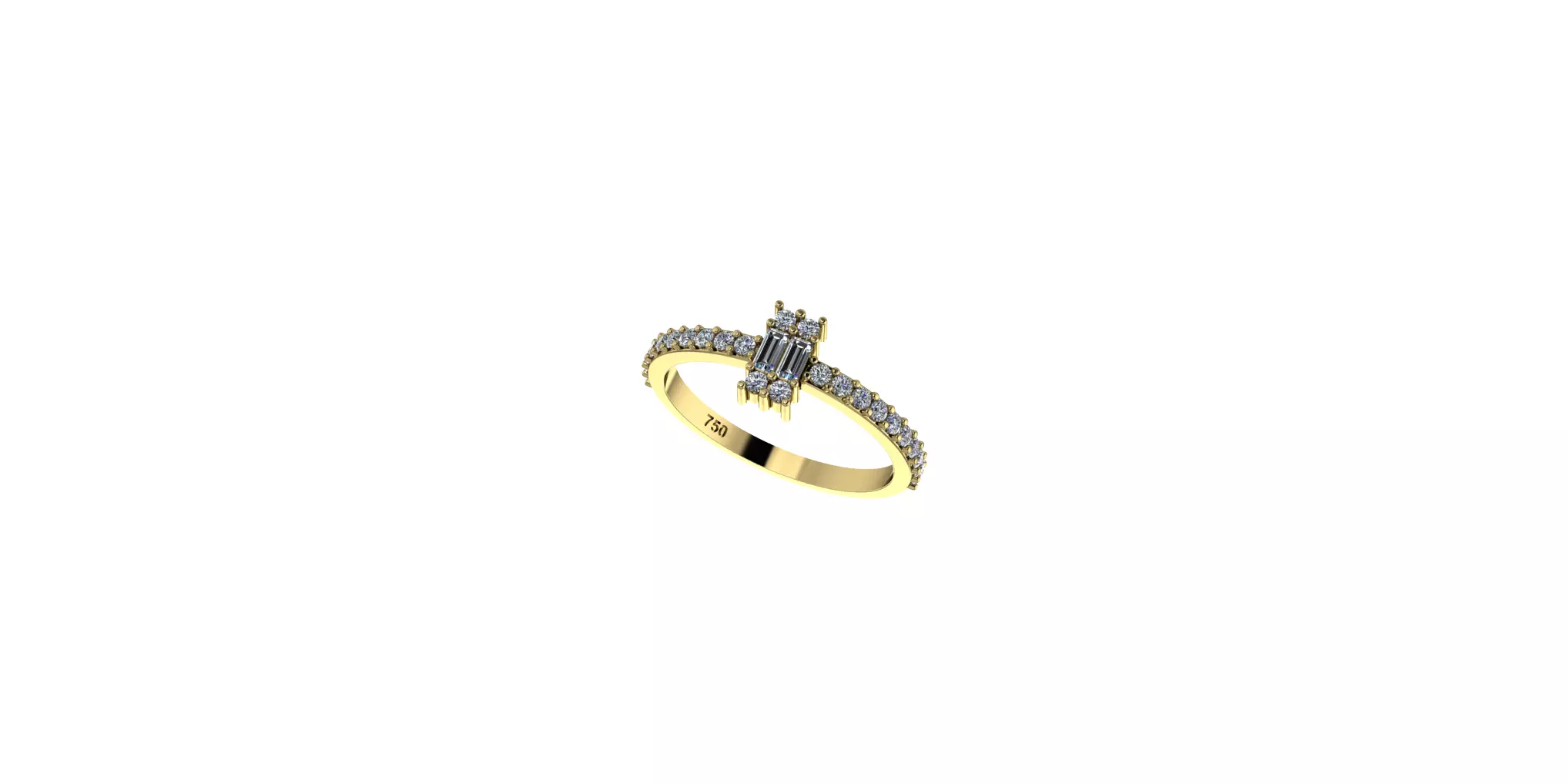 Baguet Ring 3D print model_0