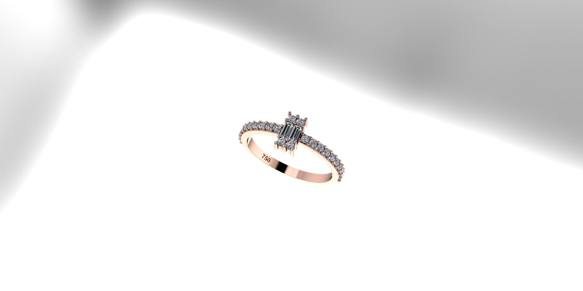 Baguet Ring 3D print model_2