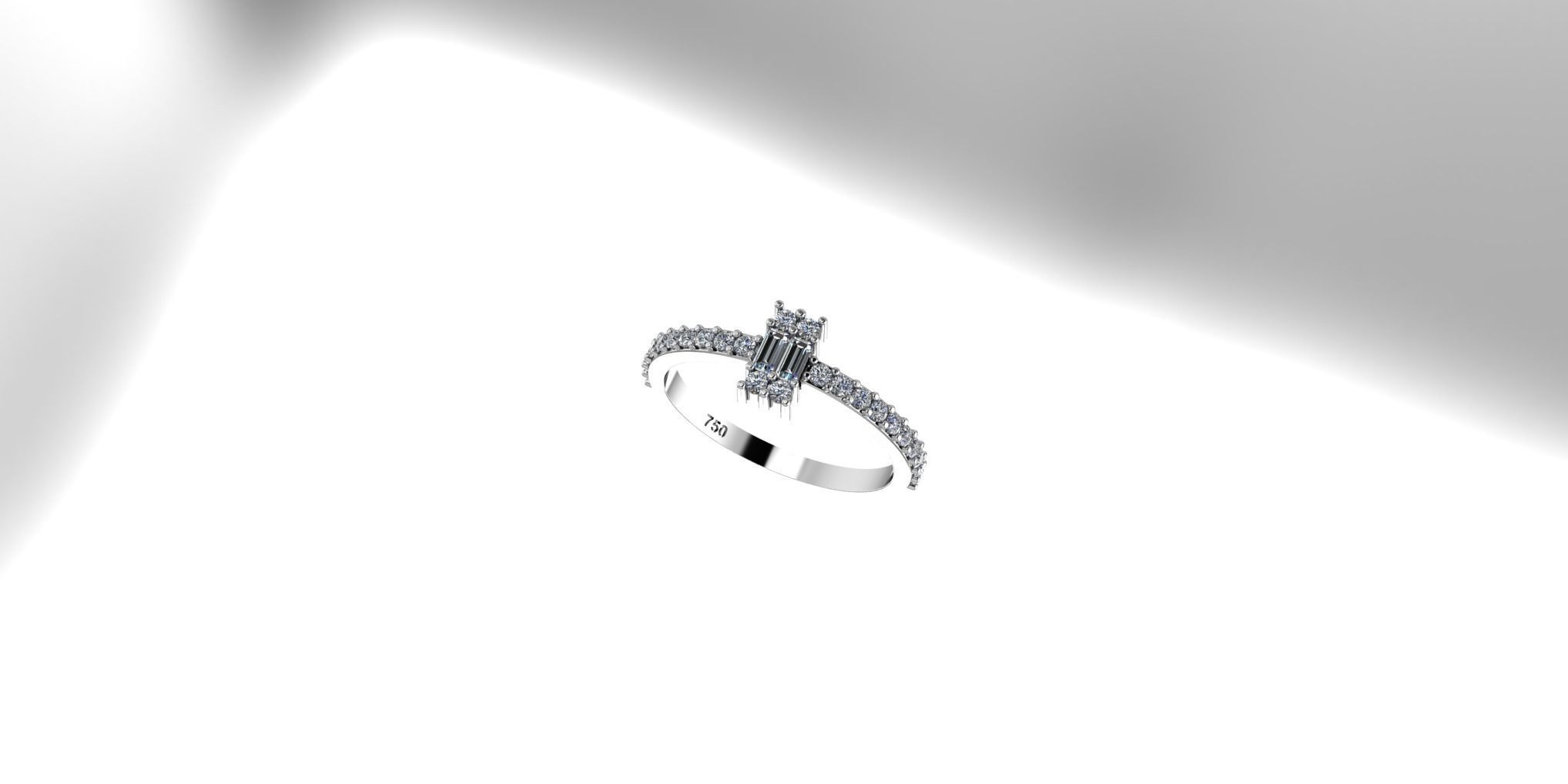 Baguet Ring 3D print model_1