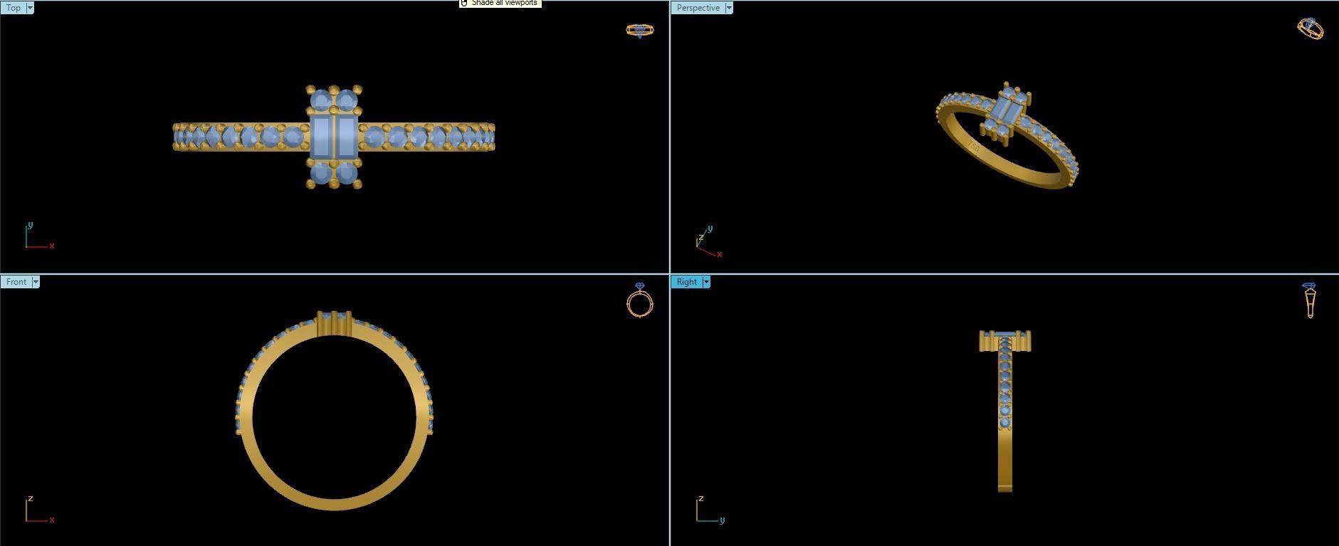 Baguet Ring 3D print model_10