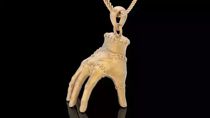 Wednesday hand pendant silver gold printable jewelry 3D model