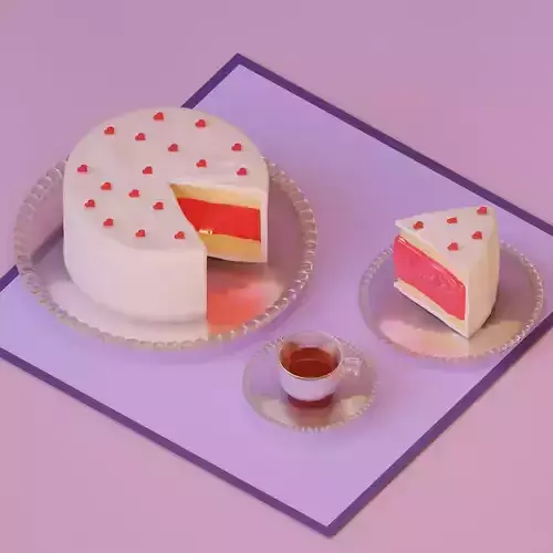 heart cake pack Low-poly 3D model