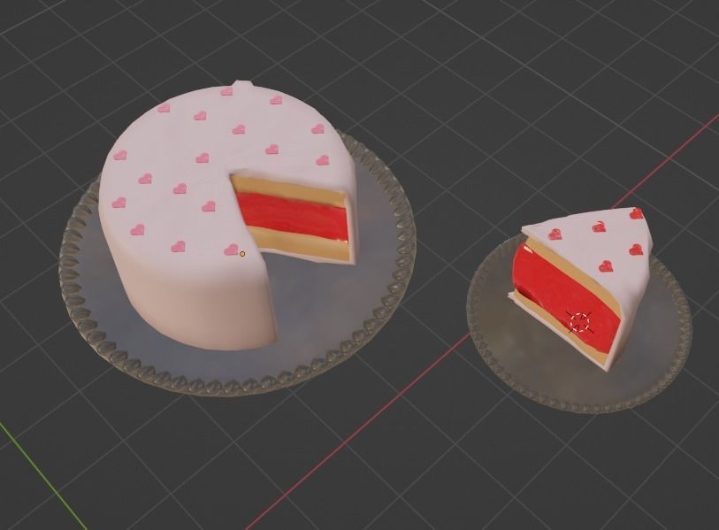 heart cake pack Low-poly 3D model_3