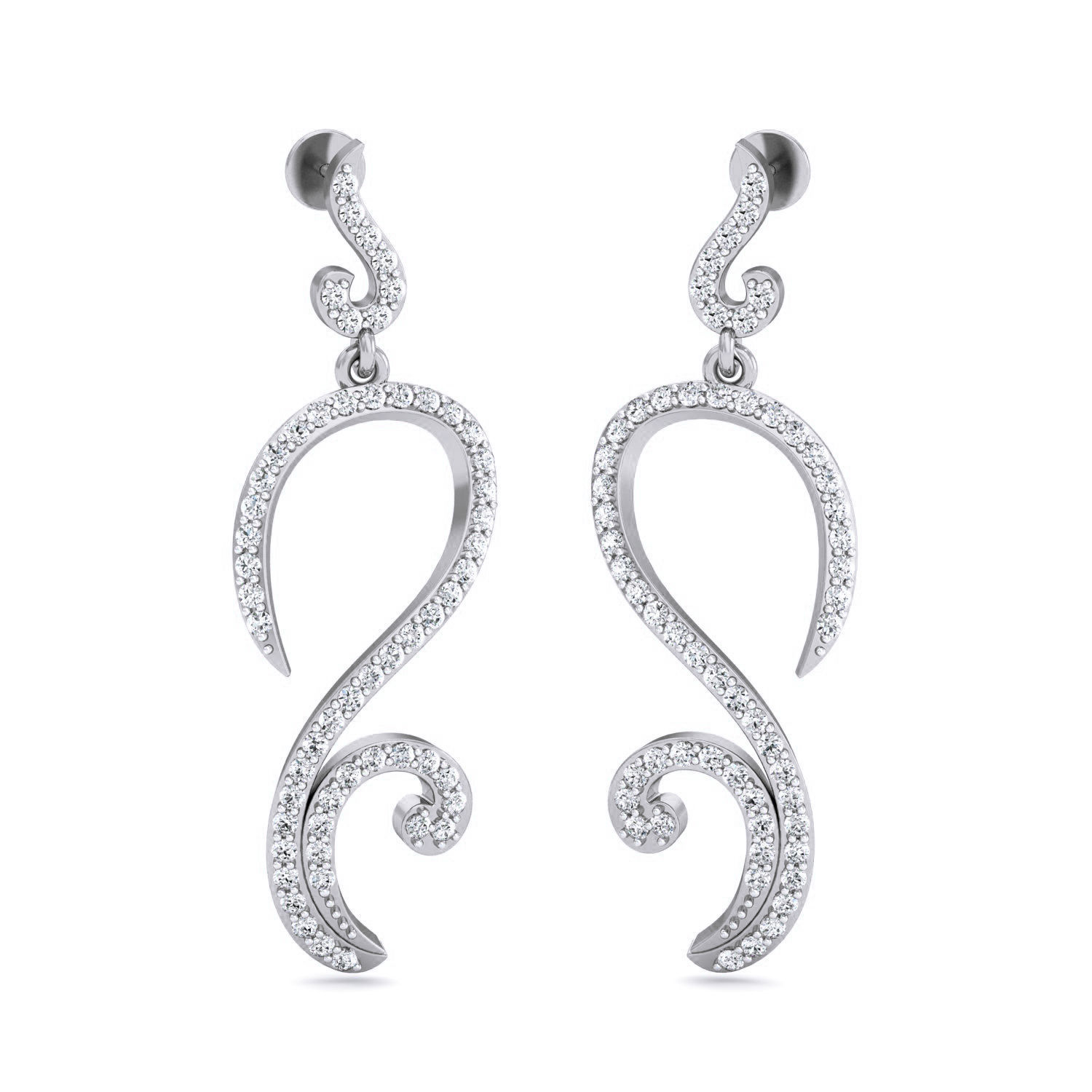 Women Long Earrings 3dm stl 3mf obj glb gltf render details 3D print model_2