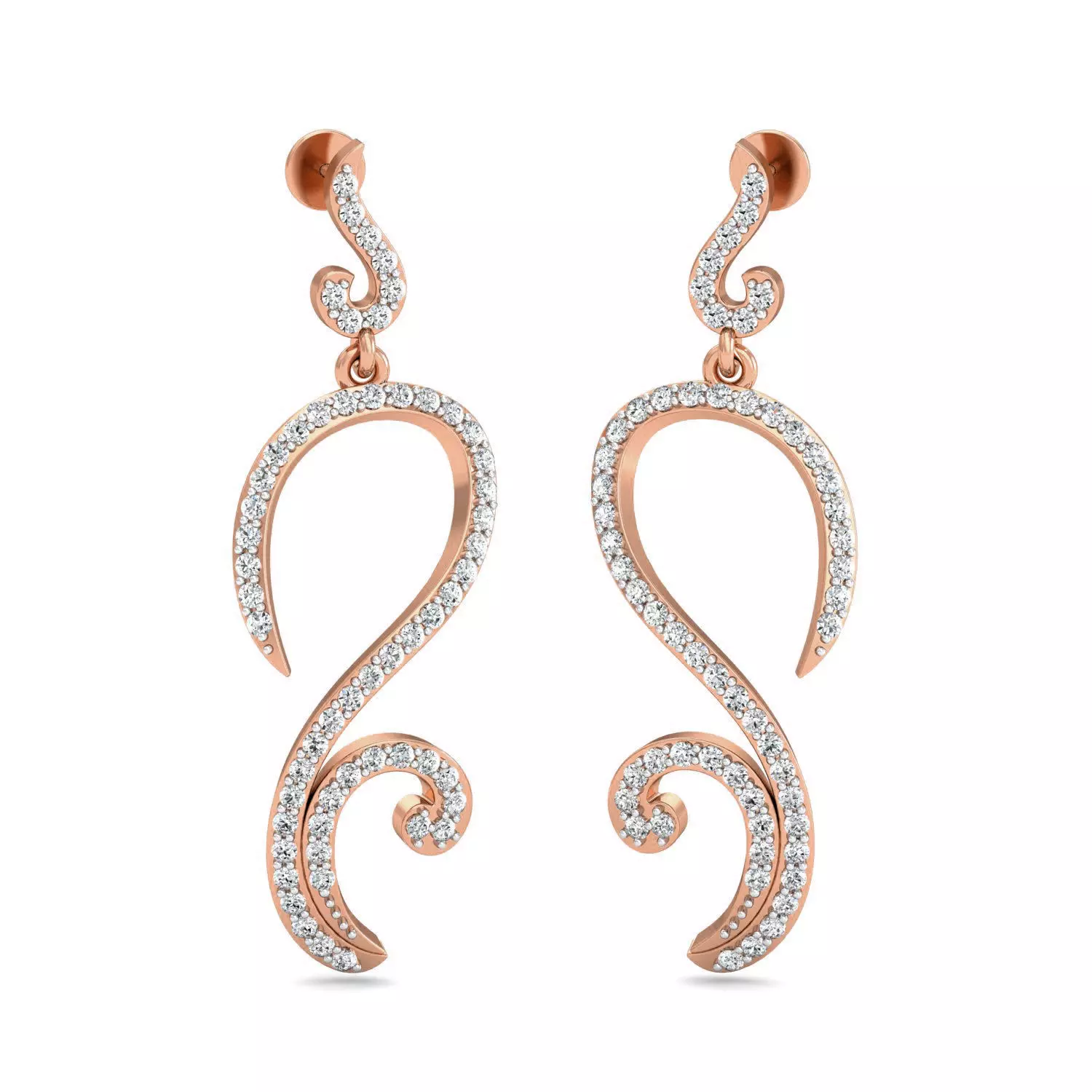 Women Long Earrings 3dm stl 3mf obj glb gltf render details 3D print model_0