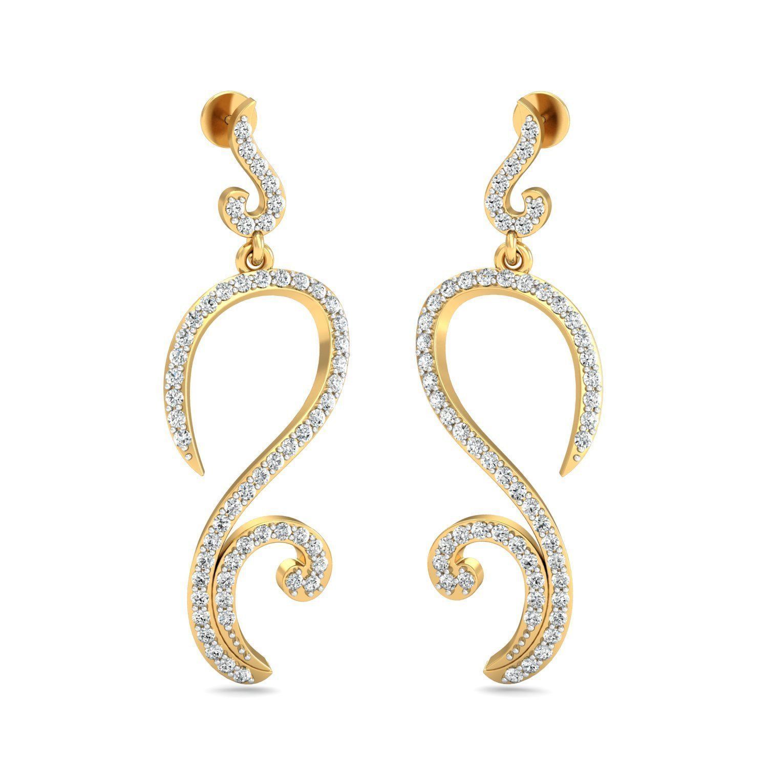 Women Long Earrings 3dm stl 3mf obj glb gltf render details 3D print model_1