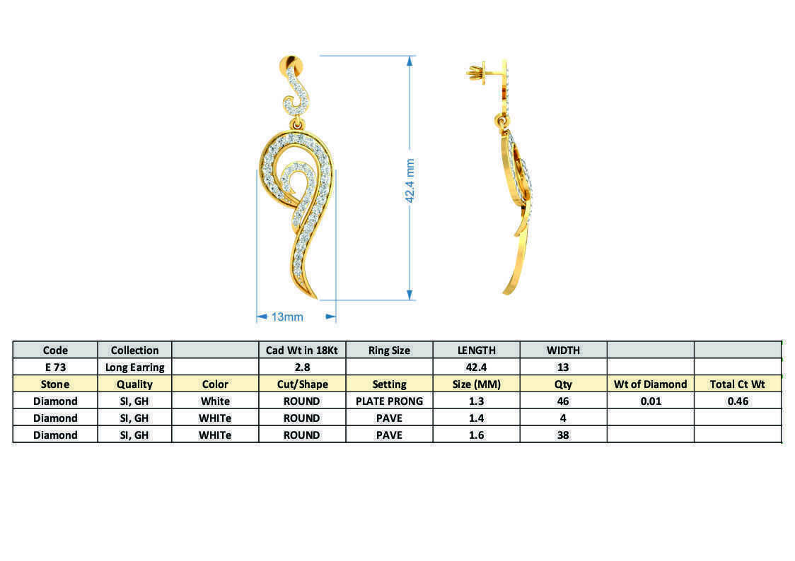 Women Long Earrings 3dm stl 3mf obj glb gltf render details 3D print model_13