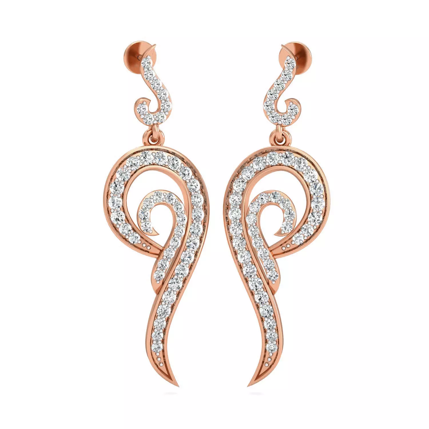 Women Long Earrings 3dm stl 3mf obj glb gltf render details 3D print model_0