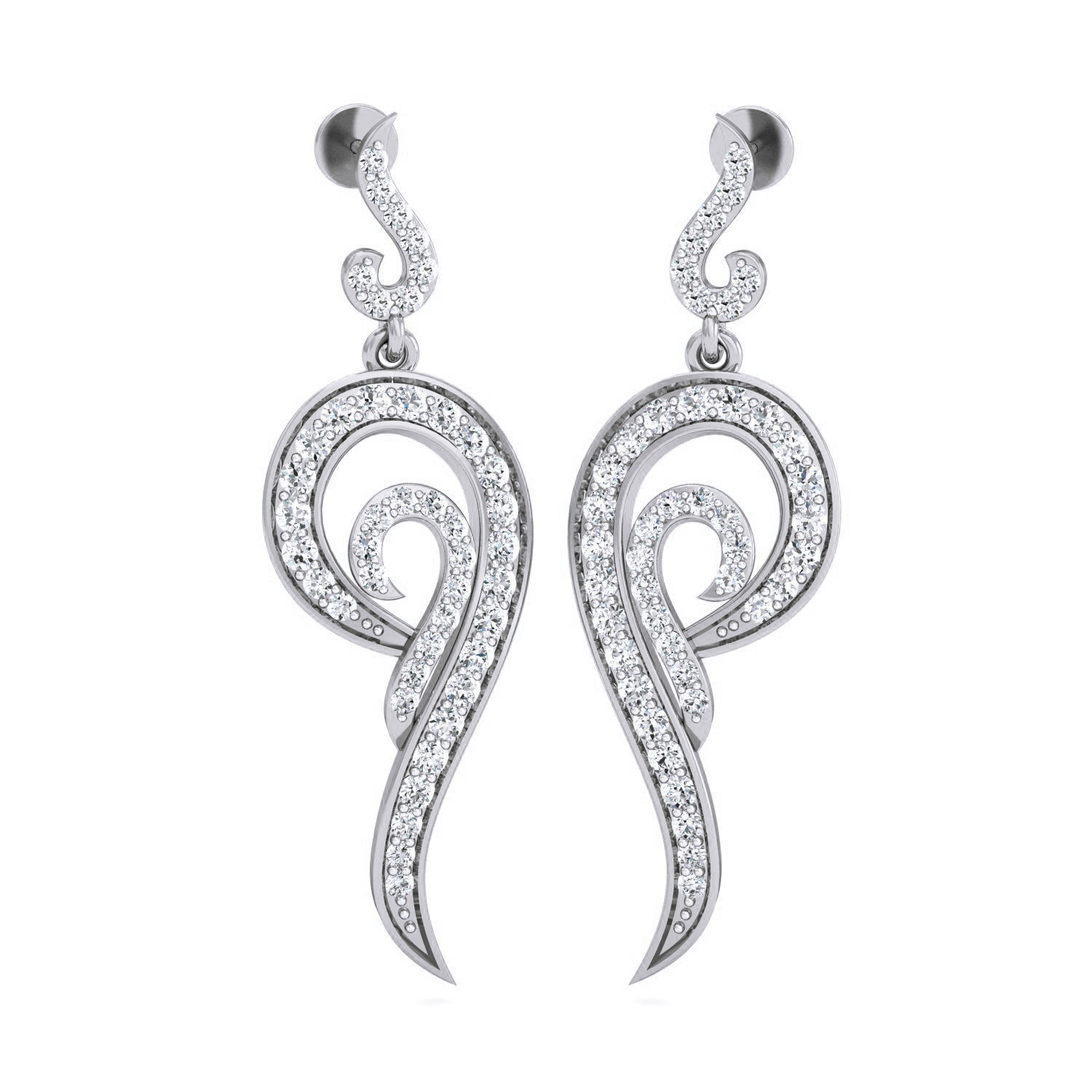 Women Long Earrings 3dm stl 3mf obj glb gltf render details 3D print model_3