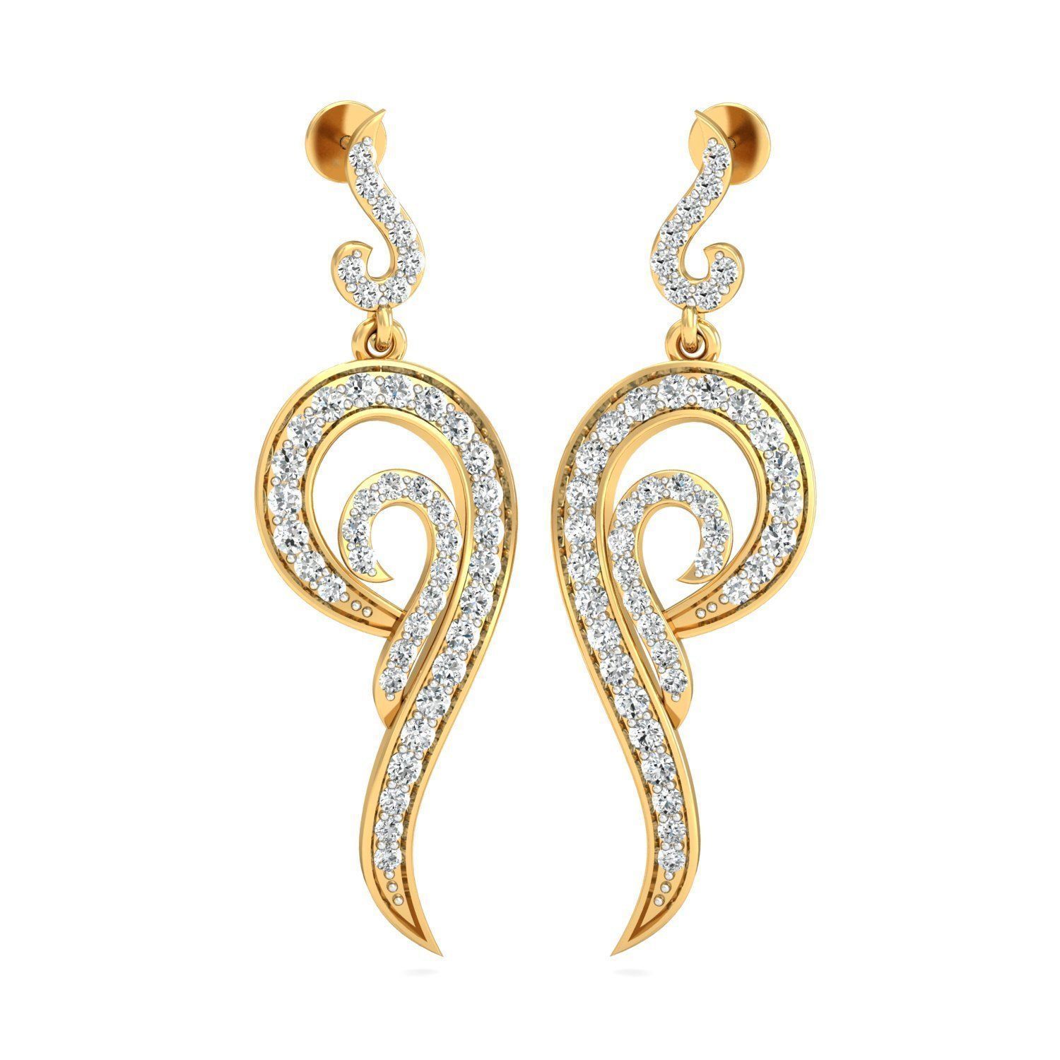 Women Long Earrings 3dm stl 3mf obj glb gltf render details 3D print model_2