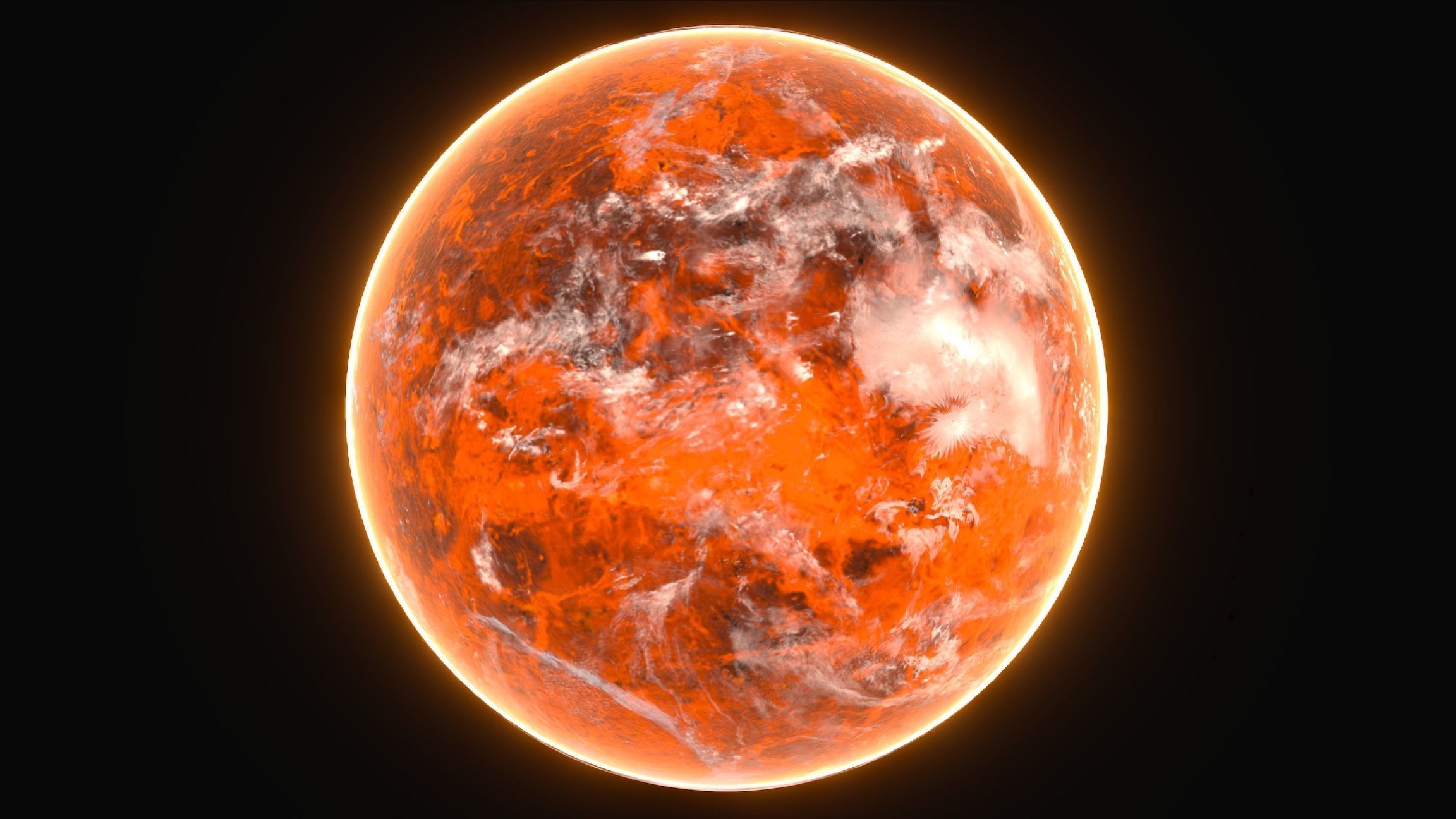 Planet Venus with Spaceship and Asteroids 3D model_1