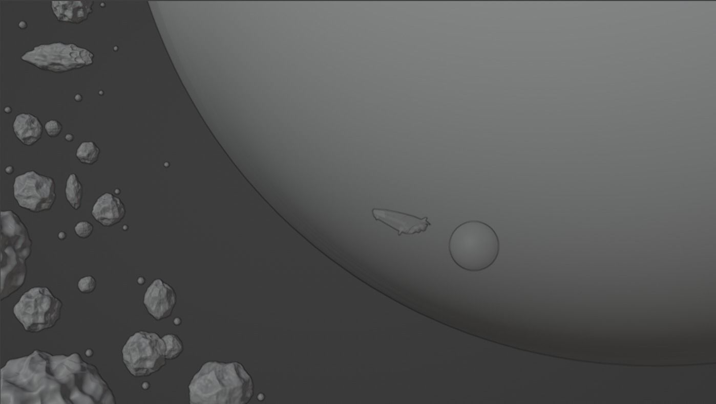 Planet Venus with Spaceship and Asteroids 3D model_4